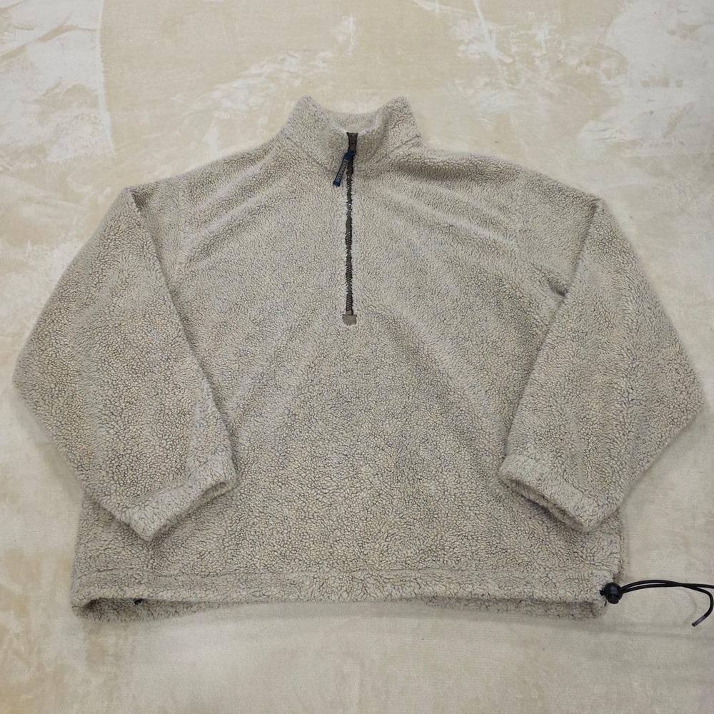 Vtg 90s Pendleton Sherpa Fleece Half Zip Pullover Sweater Beige Gorpcore M